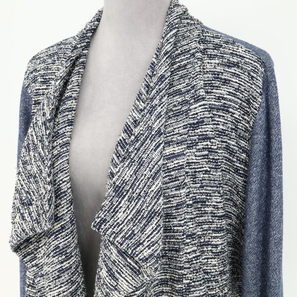 Lucky Brand Sweater Womens Large Blue Gray Open Cardigan Pockets Bohemian - Picture 8 of 14